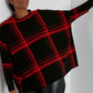 Oversized jumper with 3/4-length sleeves in Black and Chili