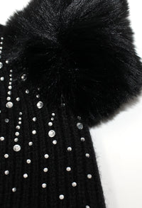 Diamante Double Pompom Hat