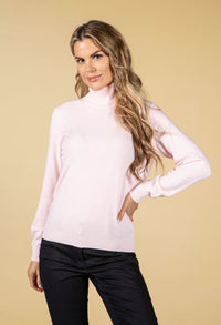 Cashmere Touch Turtleneck Knit In Light Rose