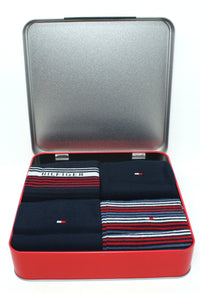 4-PACK GIFT BOX STRIPE SOCKS IN NAVY