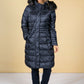 Quilted coat with a hood in Midnight Blue