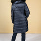 Quilted coat with a hood in Midnight Blue