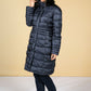 Quilted coat with a hood in Midnight Blue