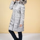 Silver Quilted coat with a hood