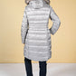 Silver Quilted coat with a hood