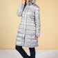 Silver Quilted coat with a hood