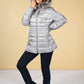 Quilted jacket with a faux fur collar in Silver