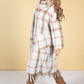 Oversized check coat in Pumpkin Stripe