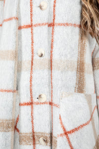 Oversized check coat in Pumpkin Stripe