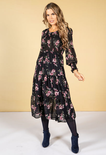 Midnight Rose Blossom Dress