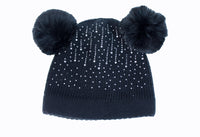 Diamante Double Pompom Hat