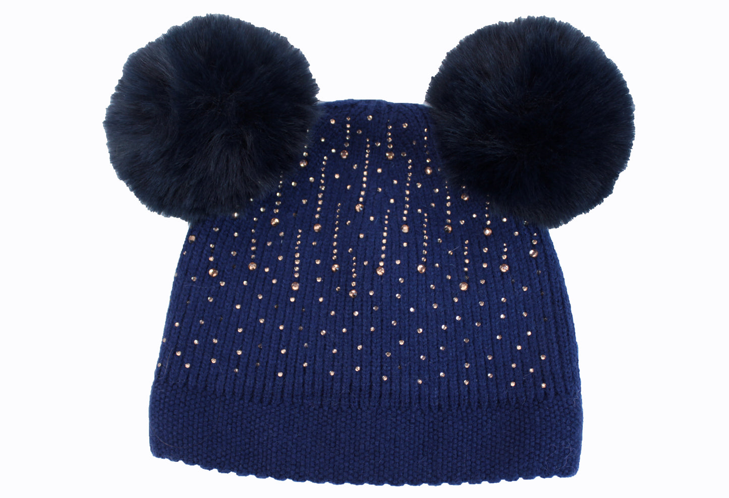 Diamante Double Pompom Hat