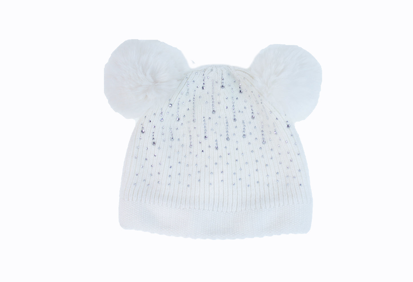 Diamante Double Pompom Hat