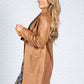 Leather Look Open Jacket in Brown