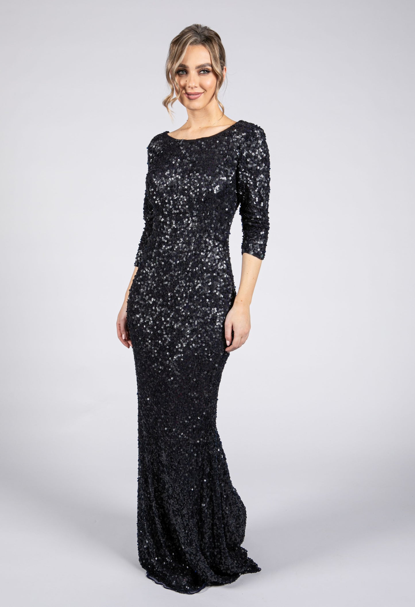 Full Length Midnight Navy Sequin Dress