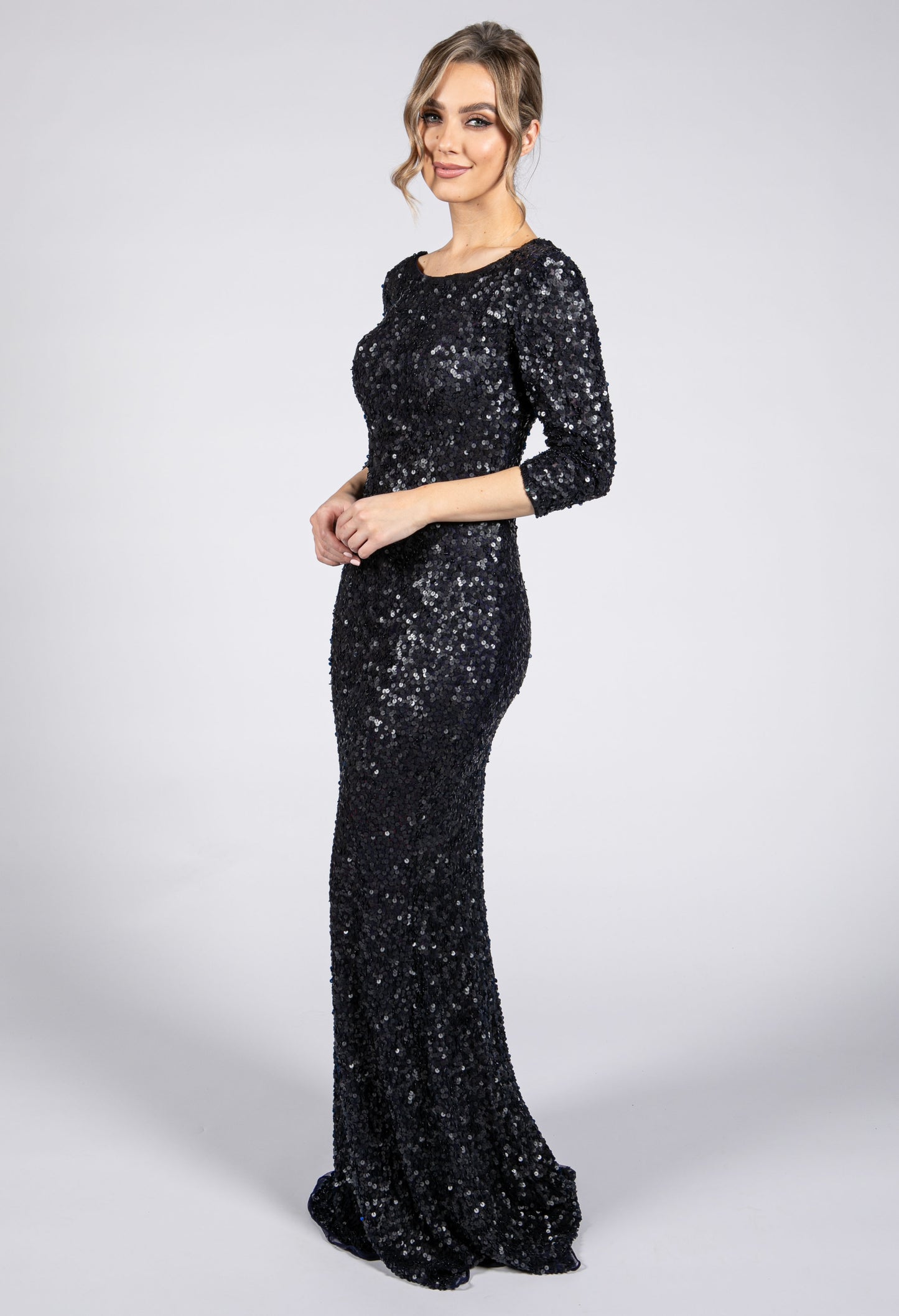 Full Length Midnight Navy Sequin Dress