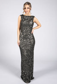 Cowl Back Sequin Dress in Burnt Sage