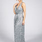 Silver Sequin Full Length Dress