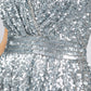 Silver Sequin Full Length Dress