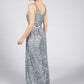 Silver Sequin Full Length Dress