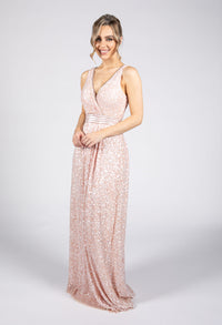 Blush Pink Sequin Full Length Dress