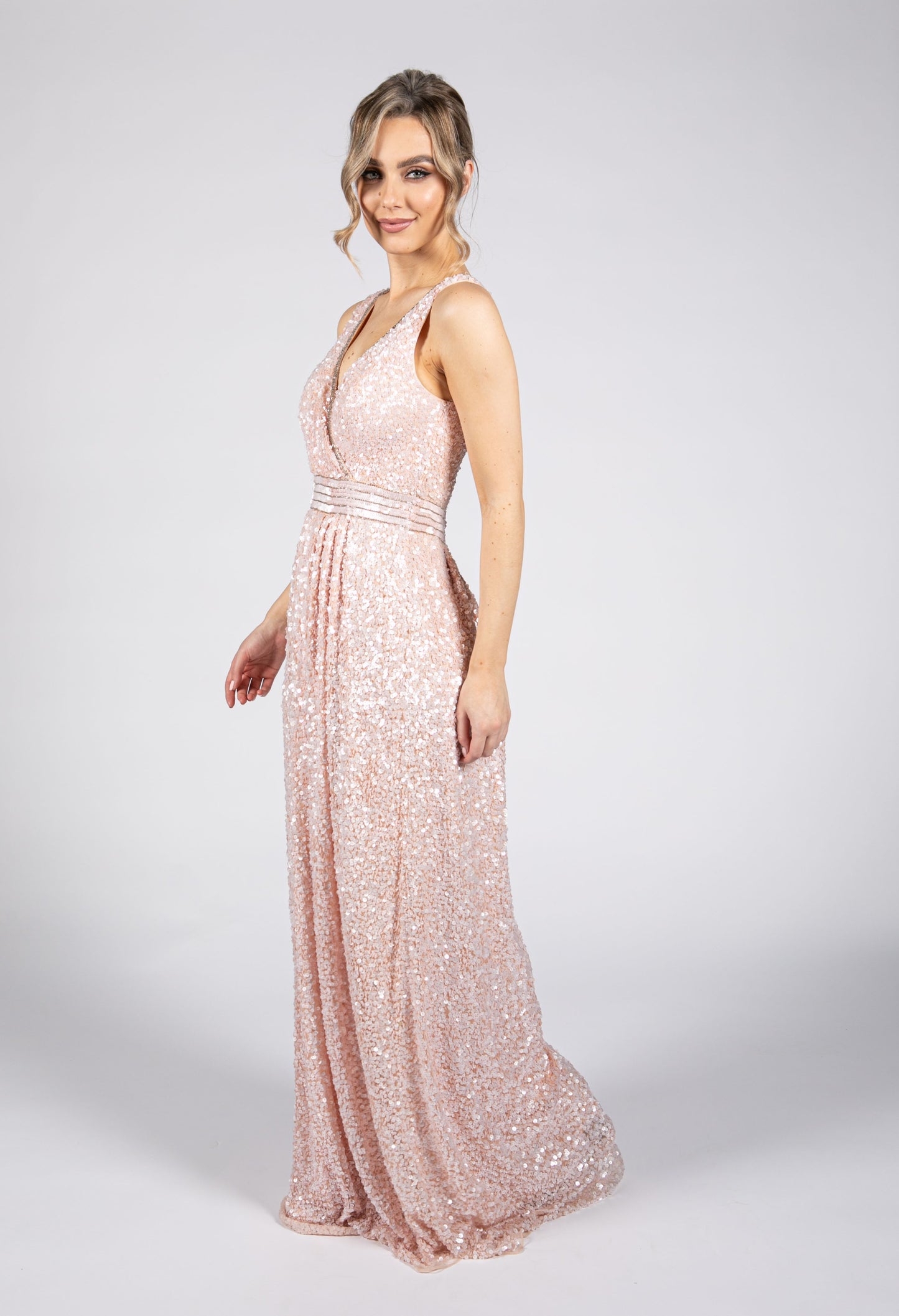 Blush Pink Sequin Full Length Dress