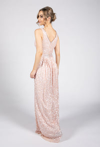 Blush Pink Sequin Full Length Dress