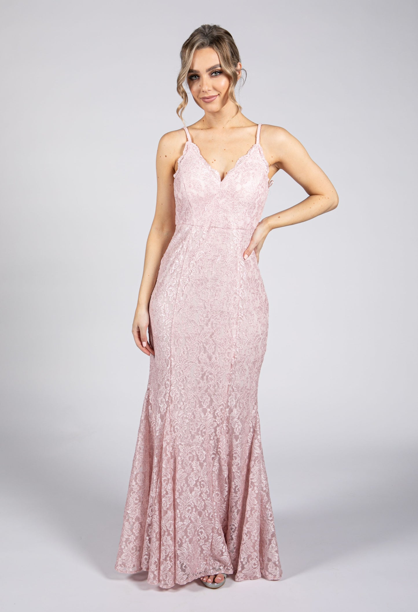 Pink Lace Evening Gown