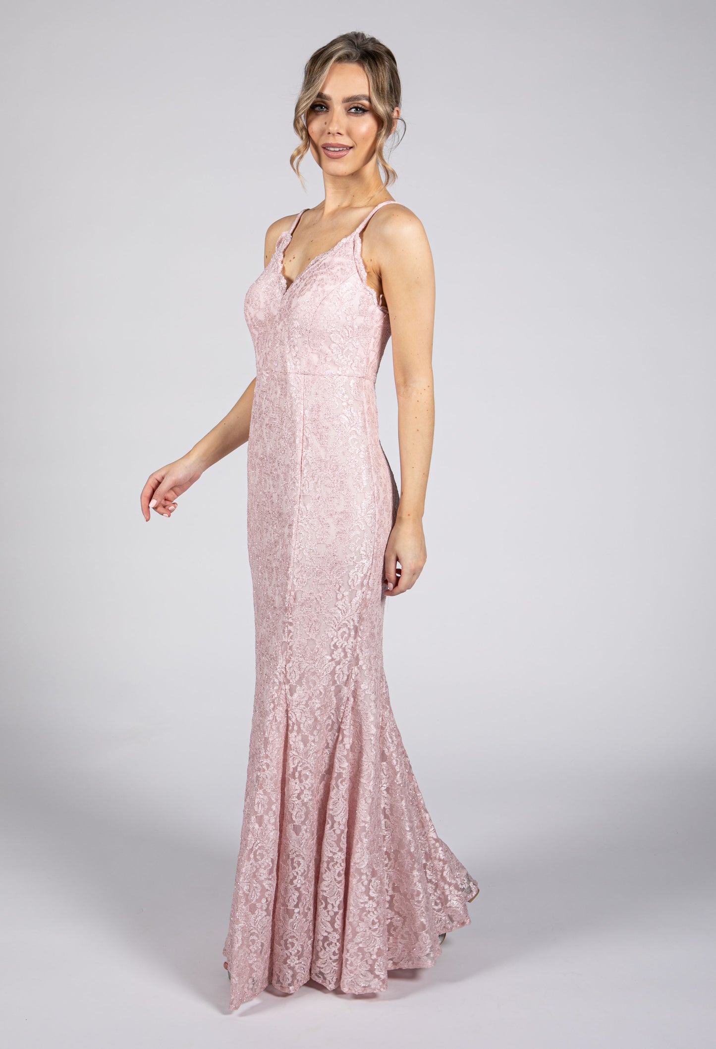 Pink Lace Evening Gown