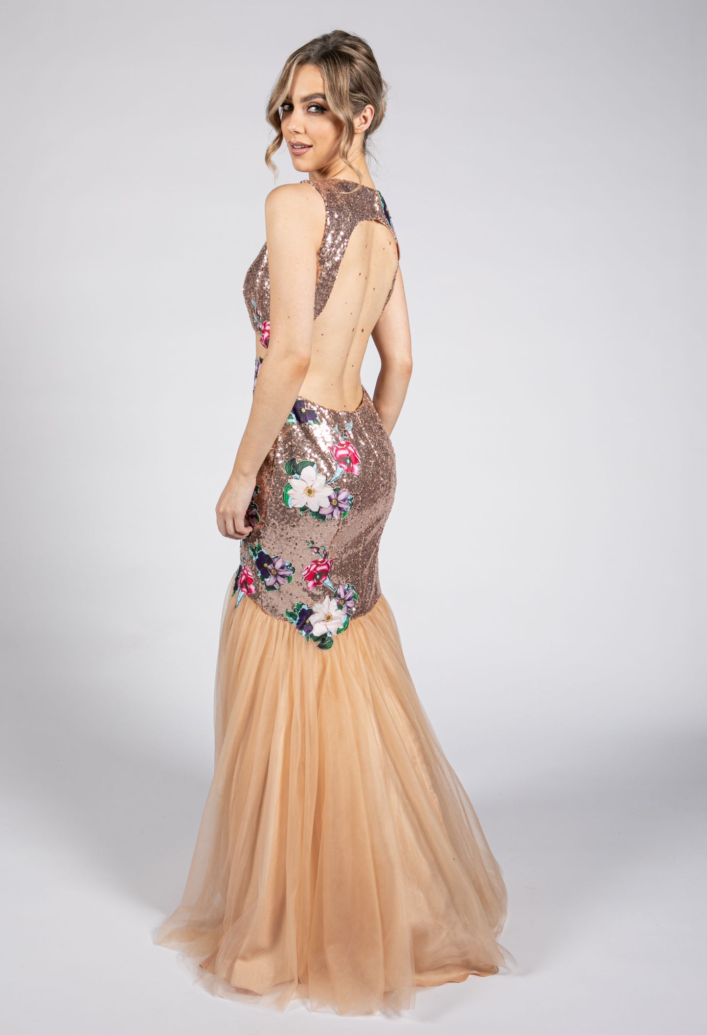 Gold & Champagne Floral Pattern Dress