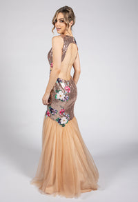 Gold & Champagne Floral Pattern Dress