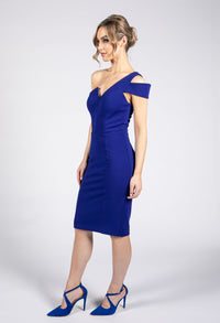 Navy One Shoulder Fitted Dress