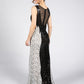 Brocade Black & Cream Long Dress