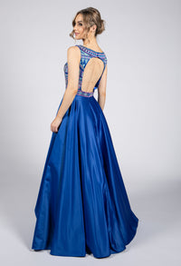 Royal Blue Geo Embroidered Gown