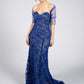 Royal Blue Embroidered Lace Dress