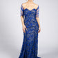 Royal Blue Embroidered Lace Dress