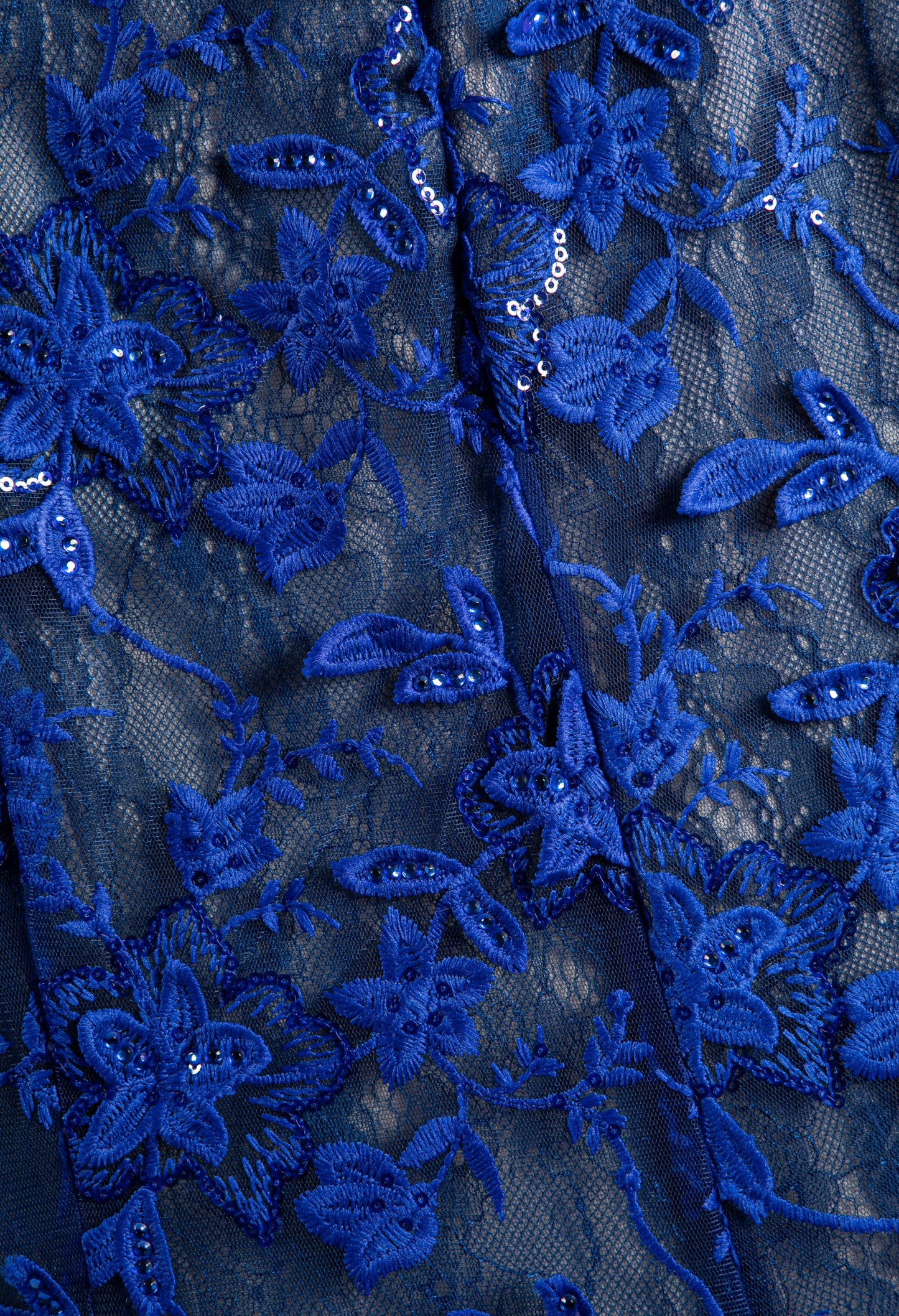 Royal Blue Embroidered Lace Dress