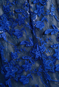 Royal Blue Embroidered Lace Dress