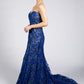 Royal Blue Embroidered Lace Dress