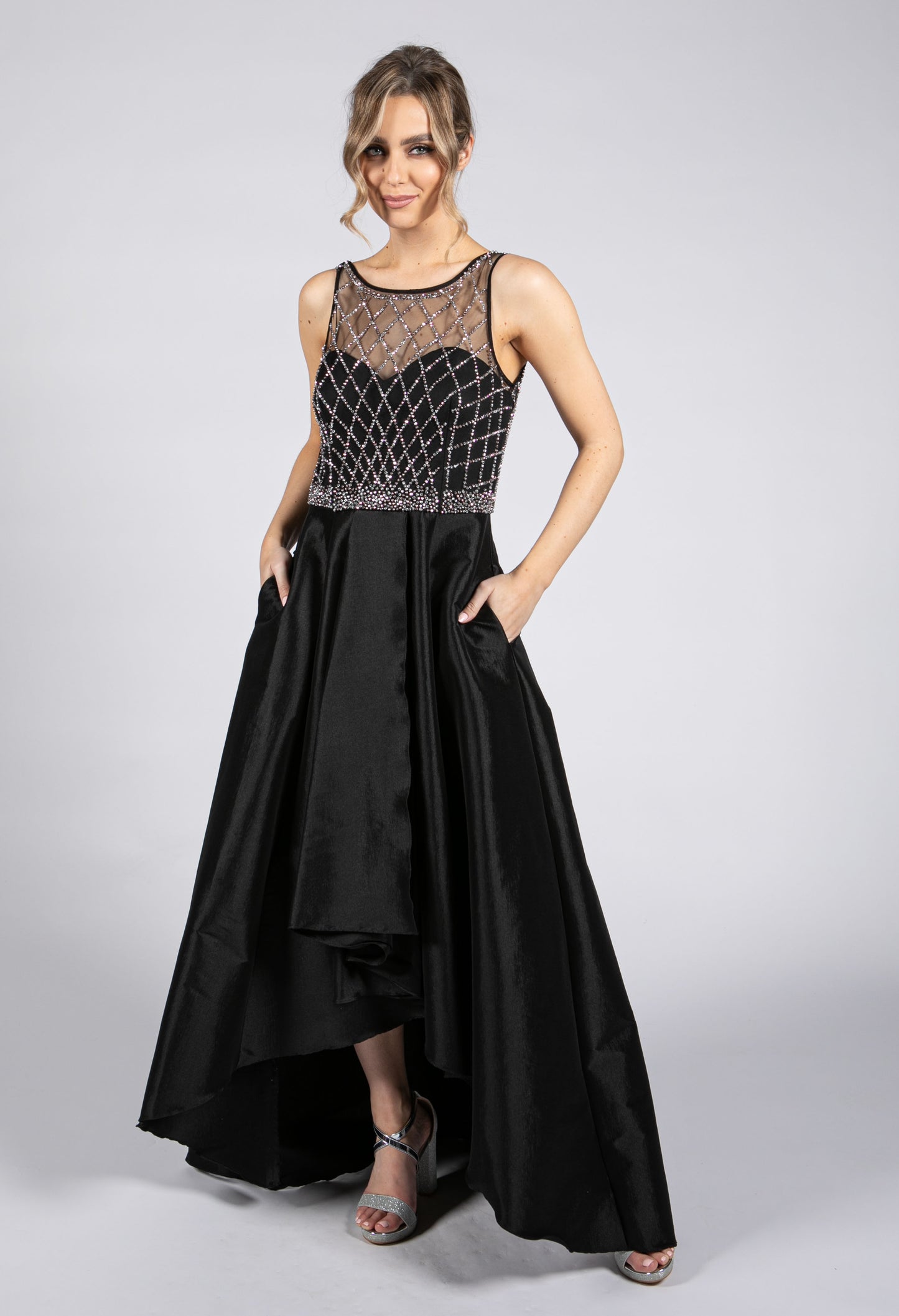 Black Beaded Bodice Gown