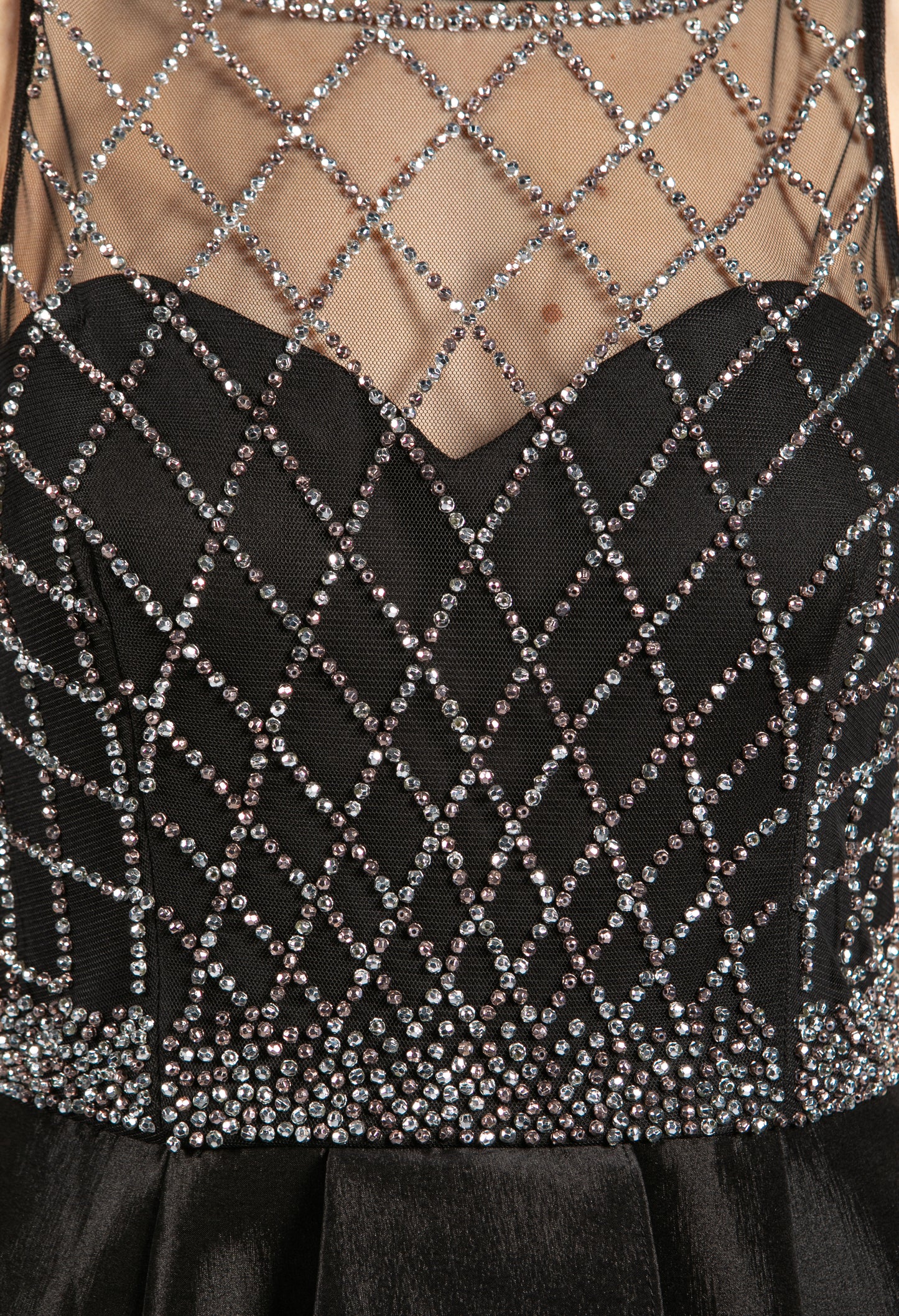 Black Beaded Bodice Gown