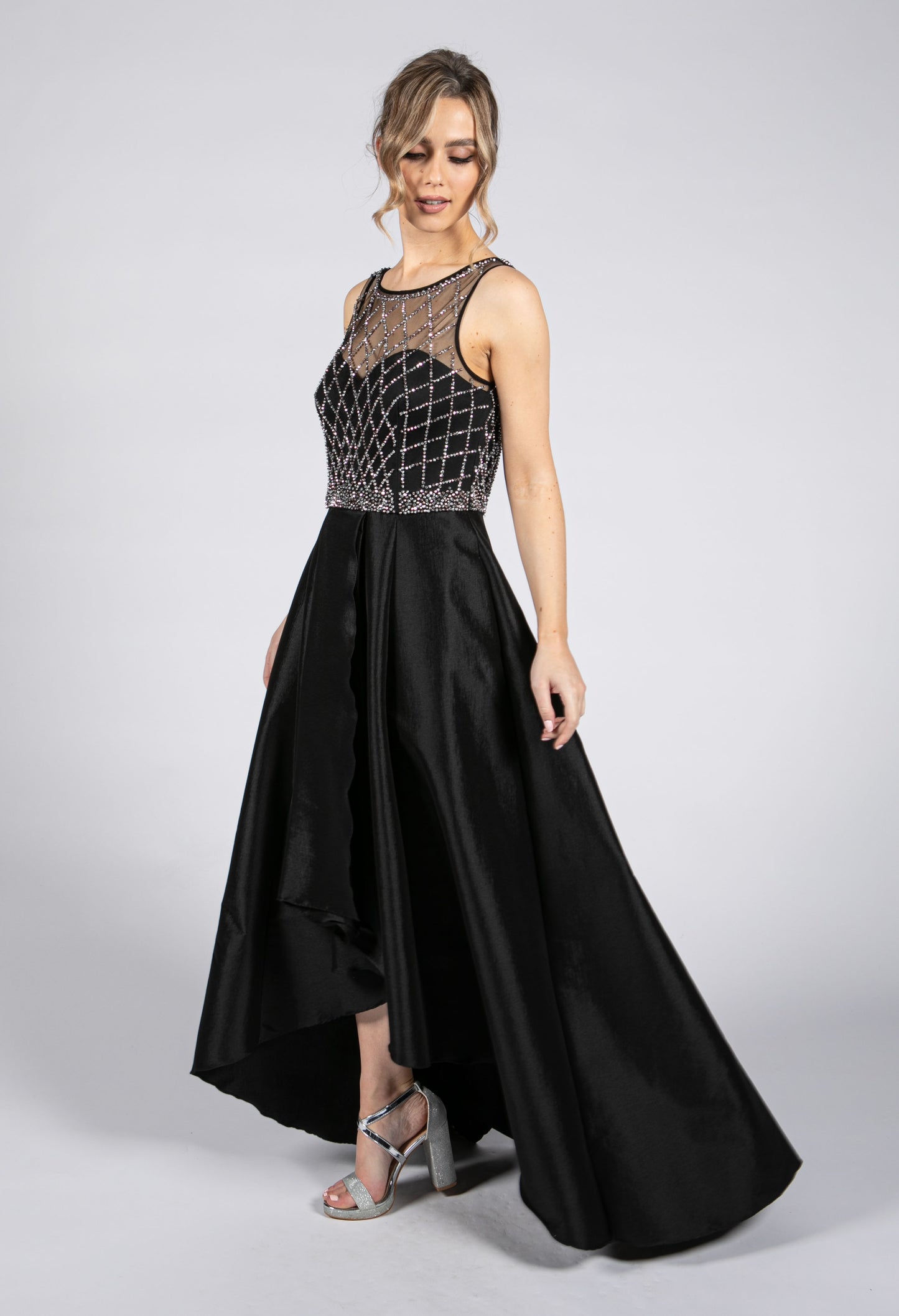 Black Beaded Bodice Gown