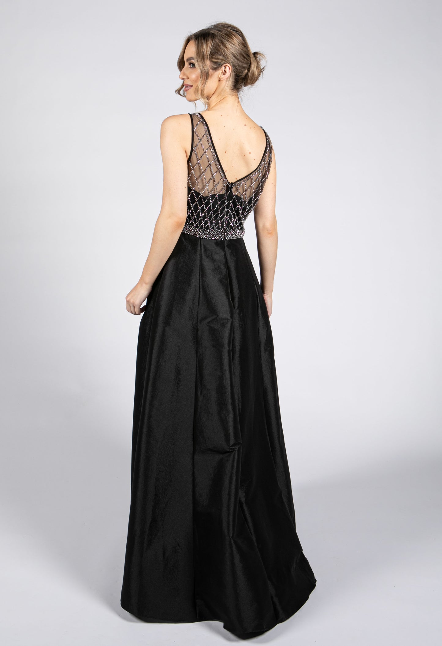 Black Beaded Bodice Gown