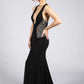 Black Plunging Neckline Dress