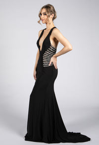 Black Plunging Neckline Dress