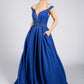 Royal Blue Patterned Ballgown