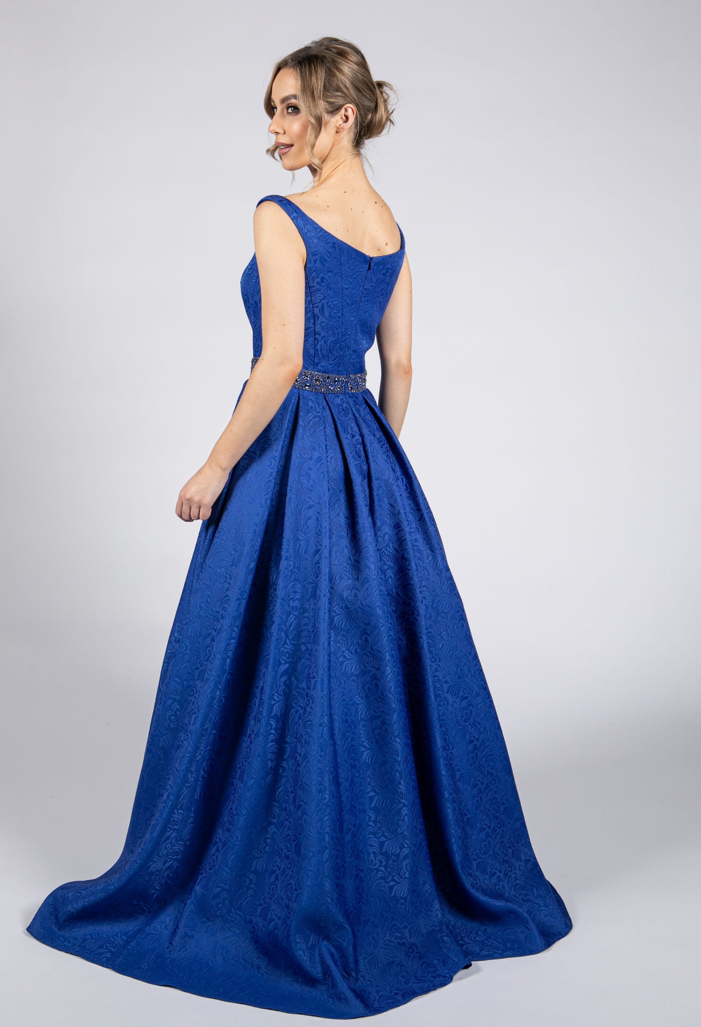 Royal Blue Patterned Ballgown