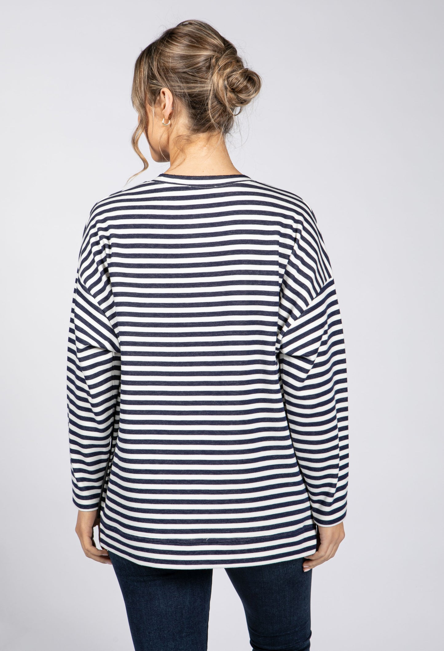 Over Sized Striped Star Top in Navy & Off-White