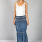 Multi-Wear Boho Denim Skirt with Navy Stitching