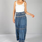 Multi-Wear Boho Denim Skirt with Navy Stitching